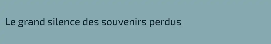 Le grand silence des souvenirs perdus